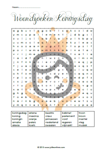 Woordzoeker Koningsdag