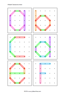 Geobordvormen alfabet kleine letters